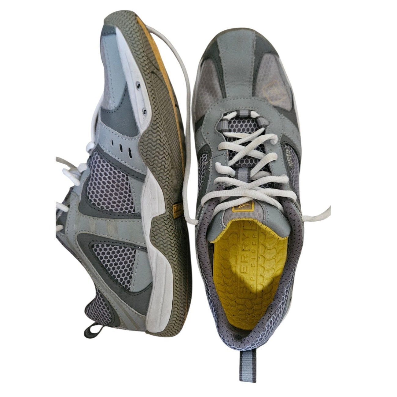 Sperry Top-Sider Figawi Men M Grey Yellow Performance Sailing Boat Shoes Sz 8.5